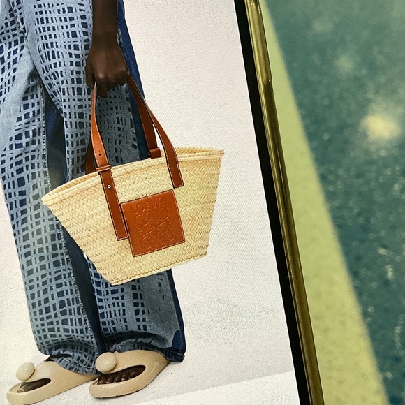 Loewe Handbags - Loewe Natural Straw Tote with Brown Leather Trim